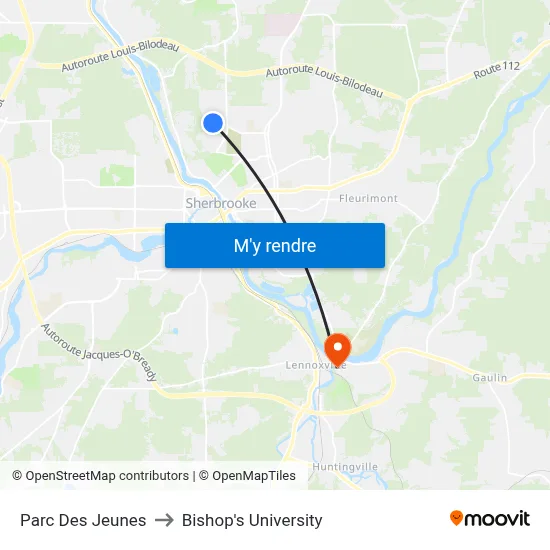 Parc Des Jeunes to Bishop's University map