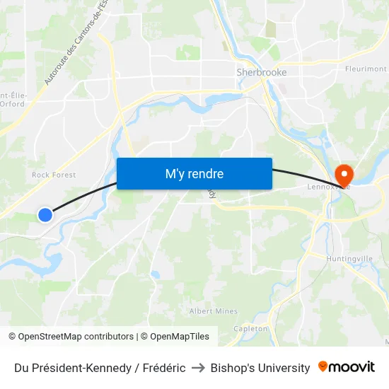 Du Président-Kennedy / Frédéric to Bishop's University map