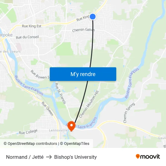Normand / Jetté to Bishop's University map