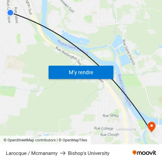 Larocque / Mcmanamy to Bishop's University map
