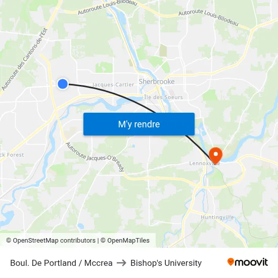 Boul. De Portland / Mccrea to Bishop's University map