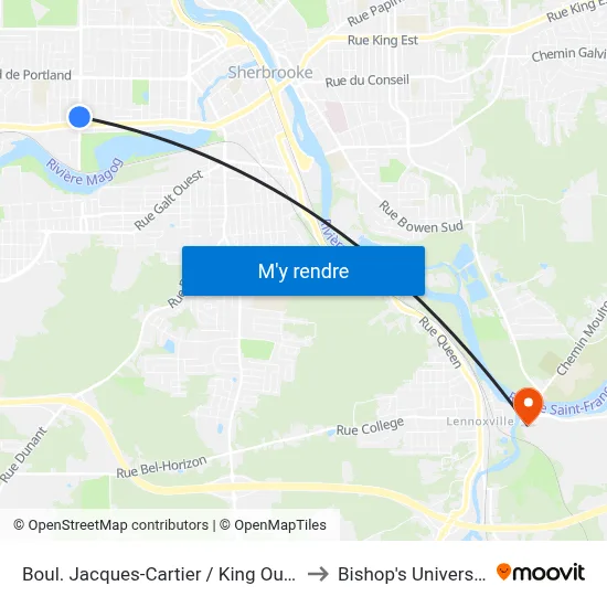 Boul. Jacques-Cartier / King Ouest to Bishop's University map