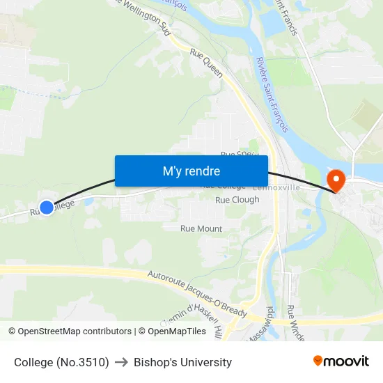 College (No.3510) to Bishop's University map