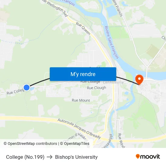 College (No.199) to Bishop's University map