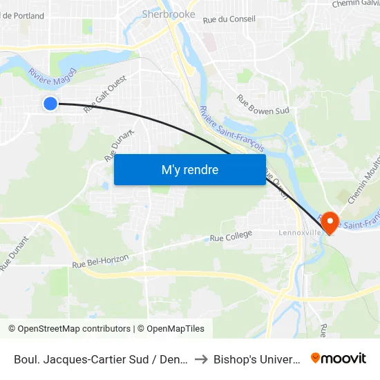 Boul. Jacques-Cartier Sud / Denault to Bishop's University map