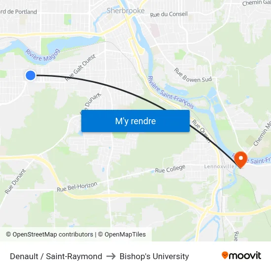 Denault / Saint-Raymond to Bishop's University map
