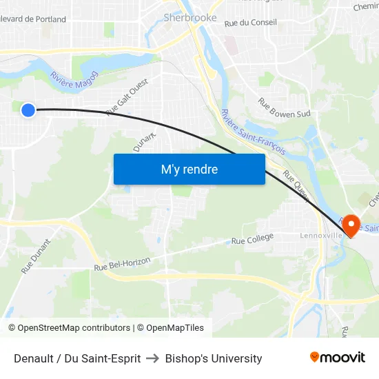 Denault / Du Saint-Esprit to Bishop's University map
