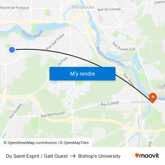 Du Saint-Esprit / Galt Ouest to Bishop's University map