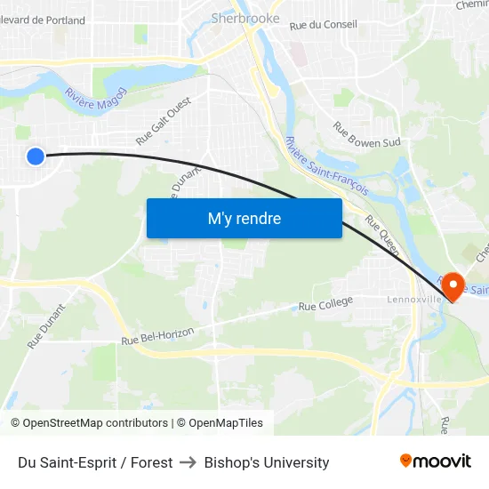 Du Saint-Esprit / Forest to Bishop's University map