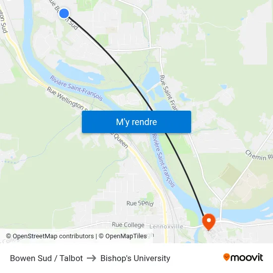 Bowen Sud / Talbot to Bishop's University map