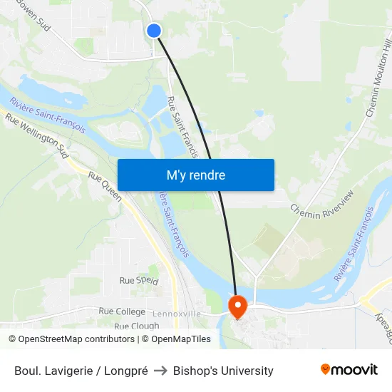 Boul. Lavigerie / Longpré to Bishop's University map