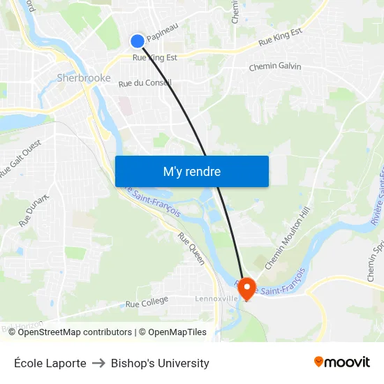 École Laporte to Bishop's University map