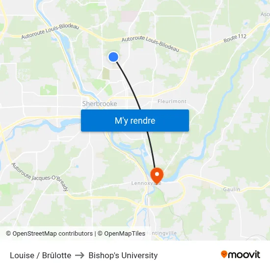 Louise / Brûlotte to Bishop's University map