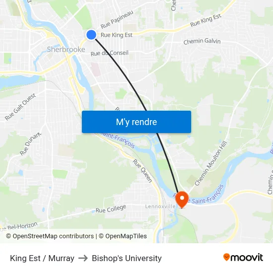 King Est / Murray to Bishop's University map