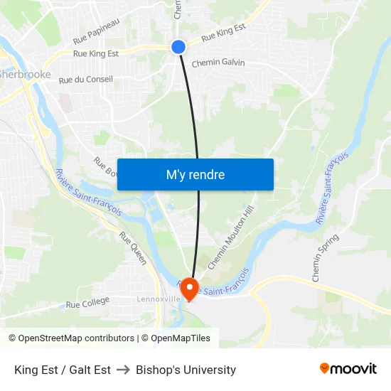 King Est / Galt Est to Bishop's University map