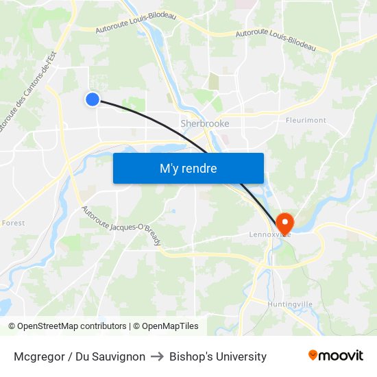 Mcgregor / Du Sauvignon to Bishop's University map