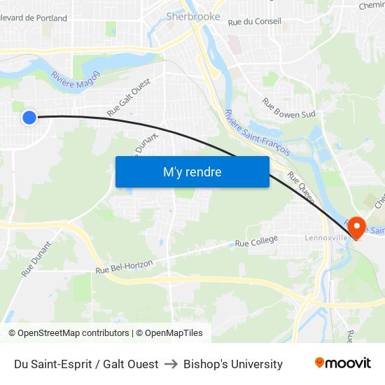 Du Saint-Esprit / Galt Ouest to Bishop's University map