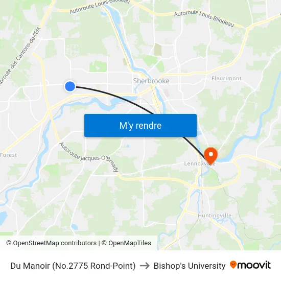 Du Manoir (No.2775 Rond-Point) to Bishop's University map