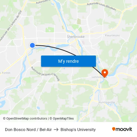 Don Bosco Nord / Bel-Air to Bishop's University map