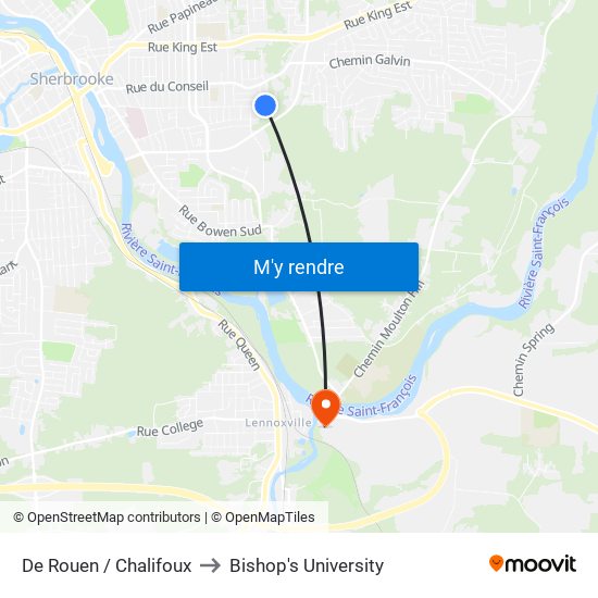 De Rouen / Chalifoux to Bishop's University map