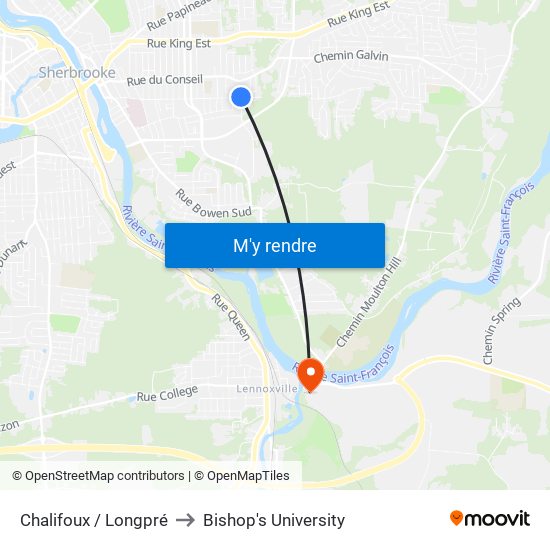 Chalifoux / Longpré to Bishop's University map