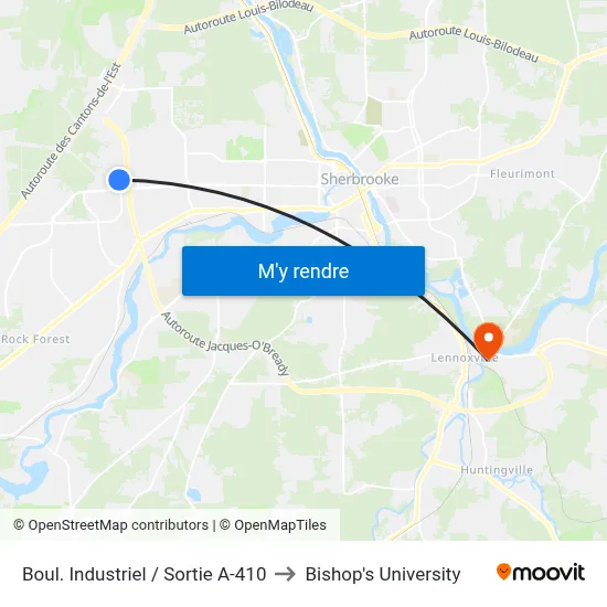 Boul. Industriel / Sortie A-410 to Bishop's University map