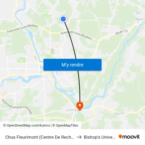 Chus Fleurimont (Centre De Recherche) to Bishop's University map