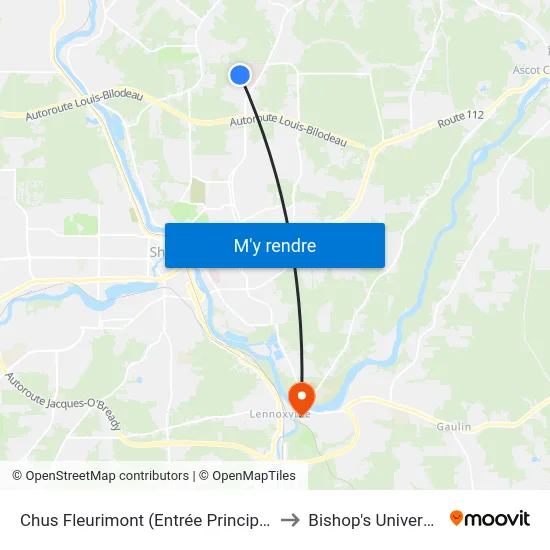 Chus Fleurimont (Entrée Principale) to Bishop's University map