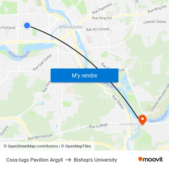 Csss-Iugs Pavillon Argyll to Bishop's University map