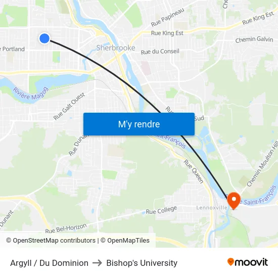 Argyll / Du Dominion to Bishop's University map