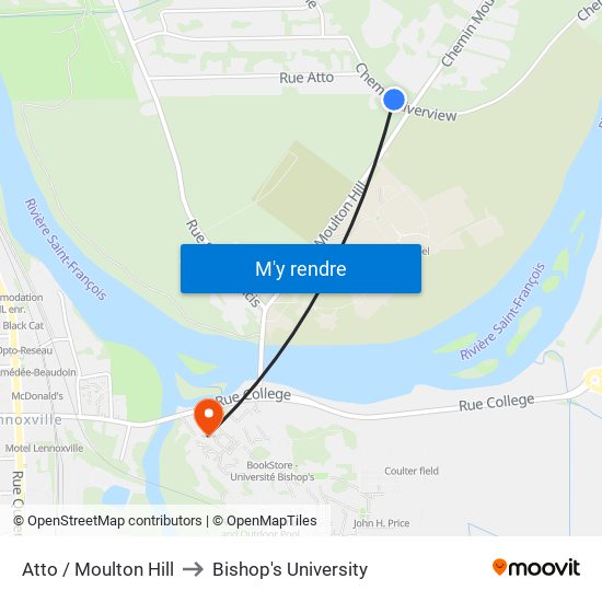 Atto / Moulton Hill to Bishop's University map