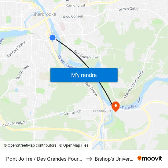 Pont Joffre / Des Grandes-Fourches to Bishop's University map