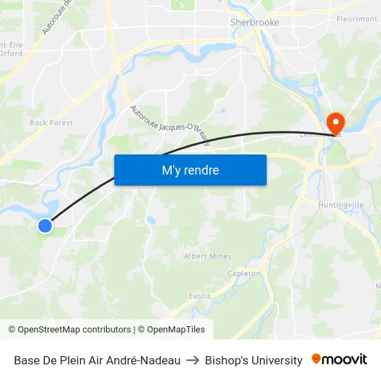 Base De Plein Air André-Nadeau to Bishop's University map