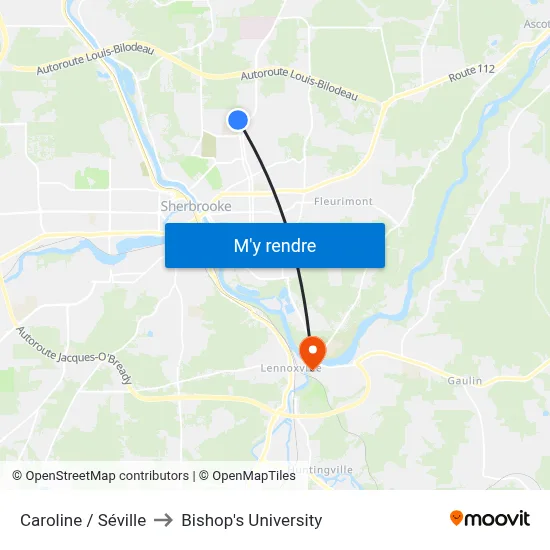 Caroline / Séville to Bishop's University map