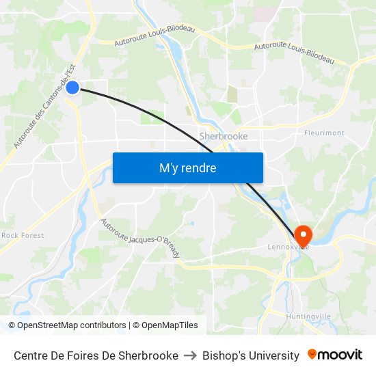 Centre De Foires De Sherbrooke to Bishop's University map