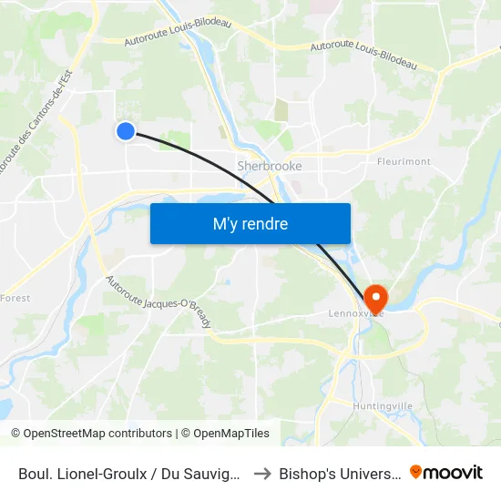 Boul. Lionel-Groulx / Du Sauvignon to Bishop's University map