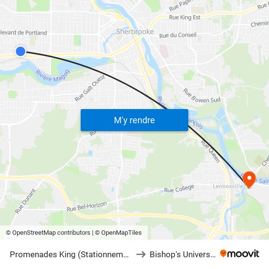 Promenades King (Stationnement) to Bishop's University map