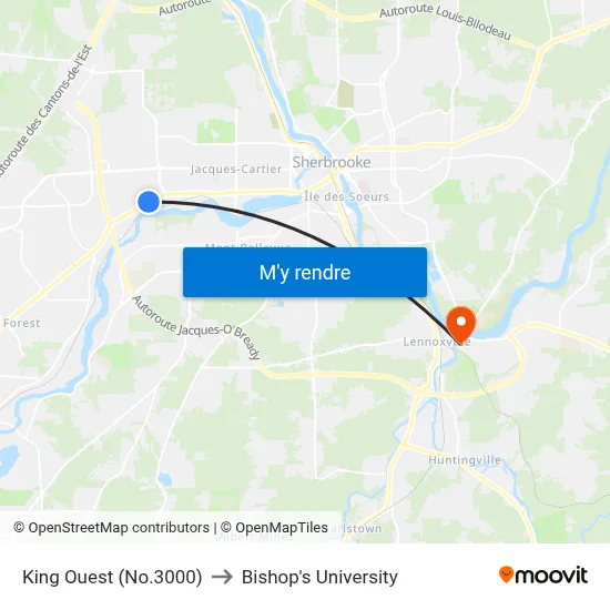 King Ouest (No.3000) to Bishop's University map