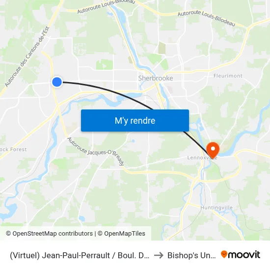 (Virtuel) Jean-Paul-Perrault / Boul. De Portland Ouest to Bishop's University map