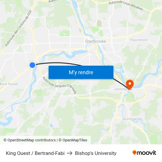 King Ouest / Bertrand-Fabi to Bishop's University map