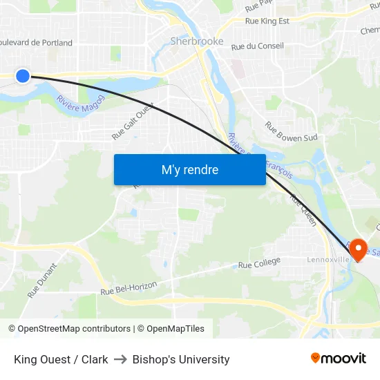 King Ouest / Clark to Bishop's University map