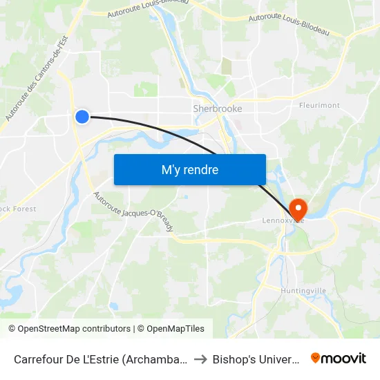 Carrefour De L'Estrie (Archambault) to Bishop's University map