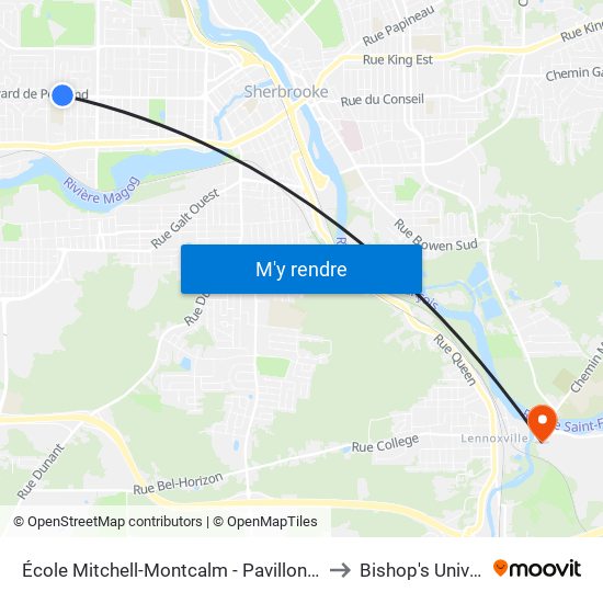 École Mitchell-Montcalm - Pavillon Montcalm to Bishop's University map
