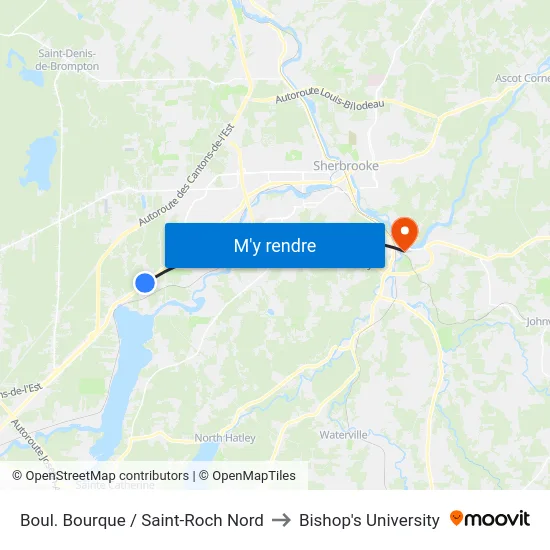 Boul. Bourque / Saint-Roch Nord to Bishop's University map