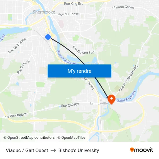 Viaduc / Galt Ouest to Bishop's University map