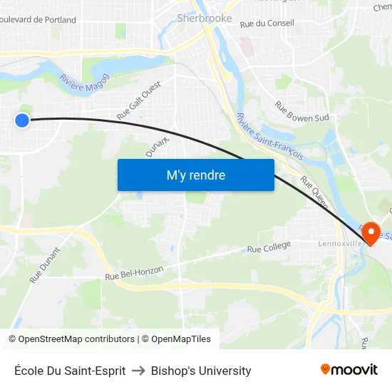 École Du Saint-Esprit to Bishop's University map