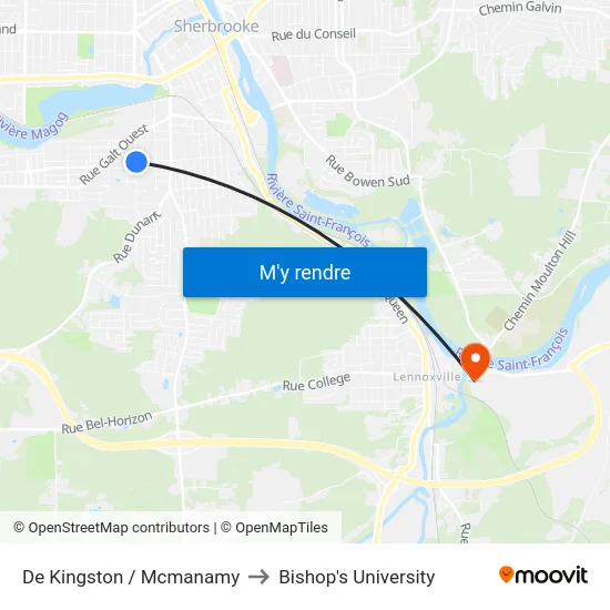 De Kingston / Mcmanamy to Bishop's University map