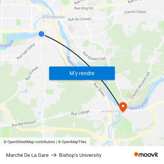 Marché De La Gare to Bishop's University map
