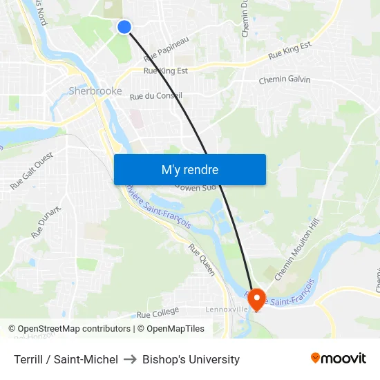 Terrill / Saint-Michel to Bishop's University map