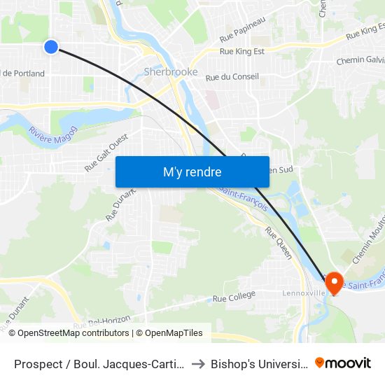 Prospect / Boul. Jacques-Cartier to Bishop's University map